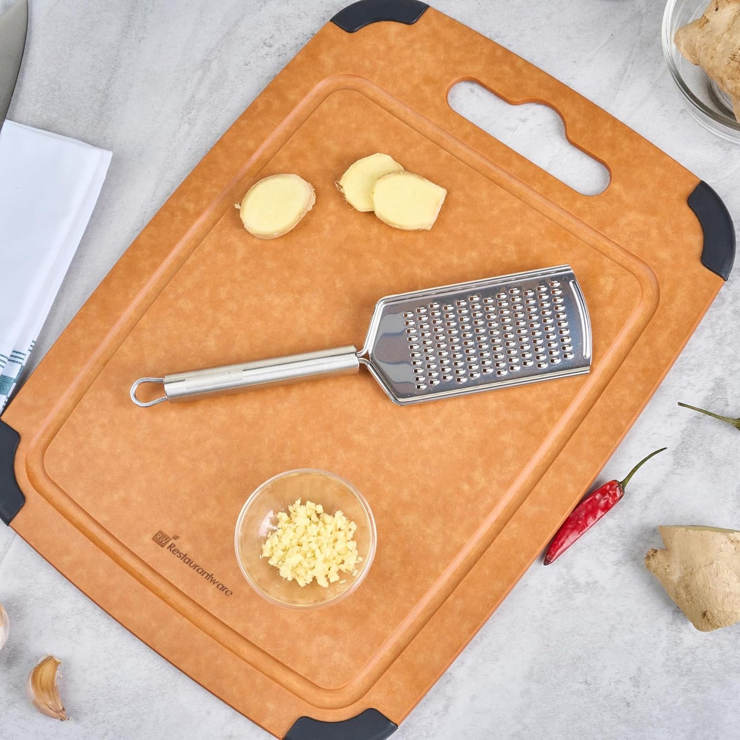 Stainless Steel Fine Cheese Grater - German Standard Lemon Zester with Ergonomic Handle, Sharp Blades, Dishwasher Safe - Handheld Kitchen Grater for Parmesan, Garlic, Ginger