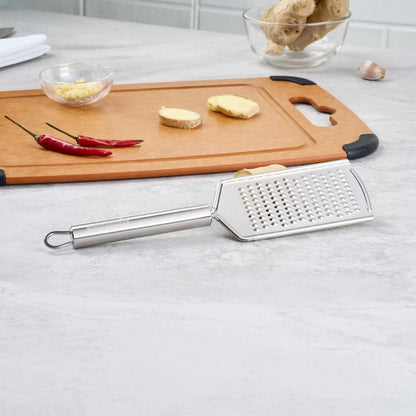 Stainless Steel Fine Cheese Grater - German Standard Lemon Zester with Ergonomic Handle, Sharp Blades, Dishwasher Safe - Handheld Kitchen Grater for Parmesan, Garlic, Ginger