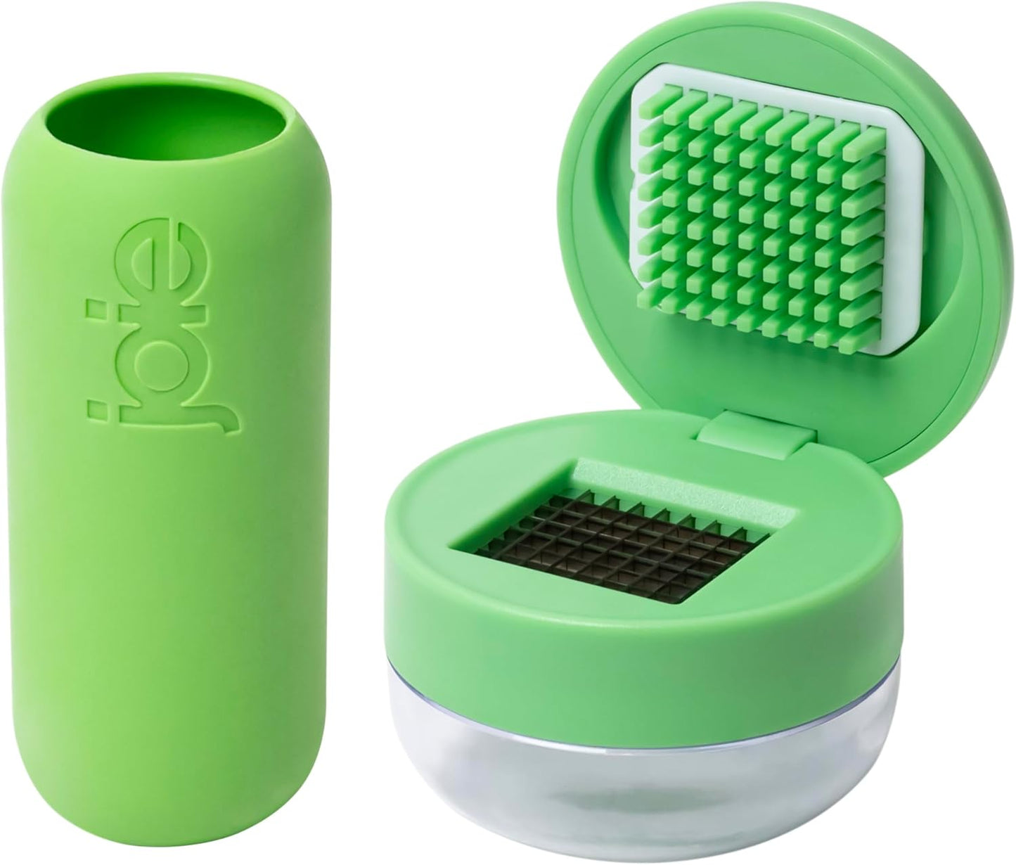 Joie Garlic Press and Chopper with Storage Container, Stainless Steel Blades, Green