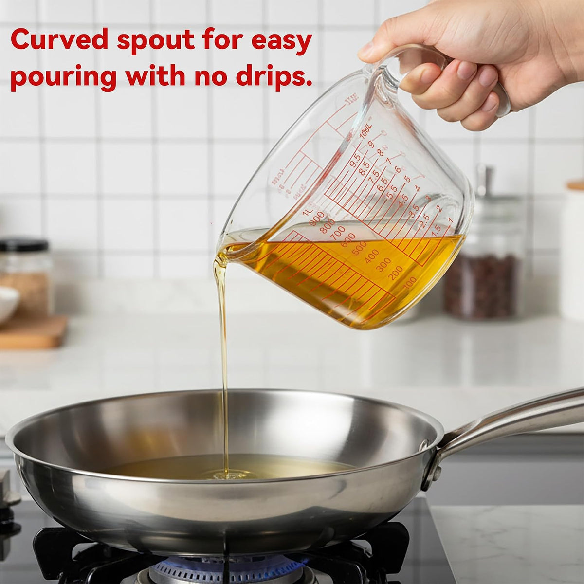 6 Pieces Glass Measuring Cups Set, 1-Cup, 2-Cup, 4-Cup with Lids