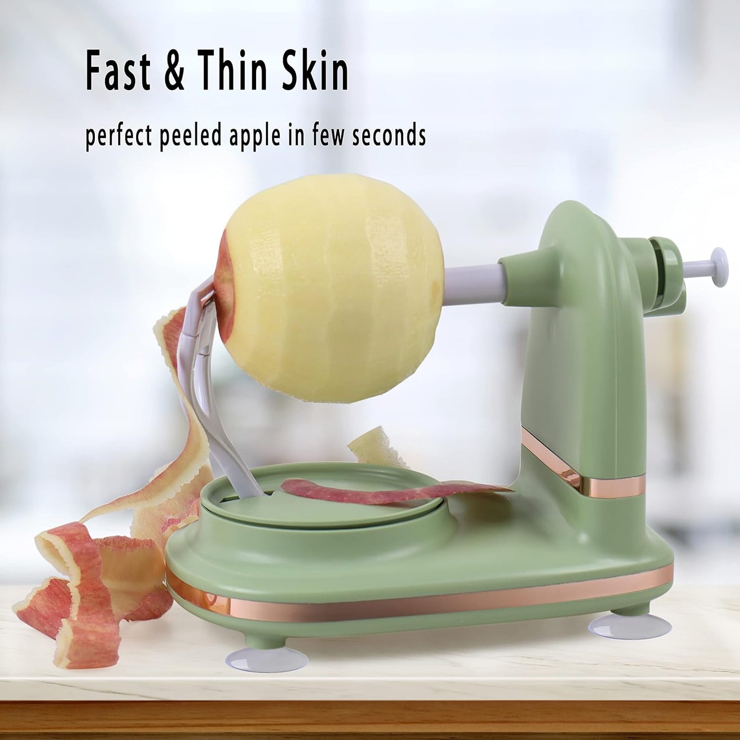 Apple Peeler with 2 Blades Replacements, Apple Peeler Slicer & Corer for Home Kitchen Quick Applesauce Pie Making