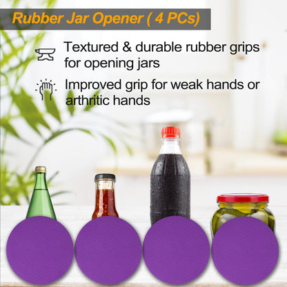 Magnetic Jar Opener Gripper, Jar Openers Top Rated For Seniors Weak Hands, Bottle Opener Built-In, 2-IN-1 Jar & Bottle Opener x 1, Black, Rubber Jar Openers Gripper x 4