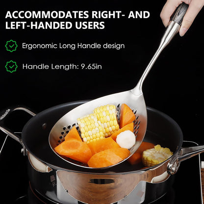 304 Stainless Steel Skimmer Slotted Spoon, Spider Strainer Skimmer Ladle Spoon for Cooking and Frying, Pasta, Spaghetti, 5.8 inch, Dishwasher safe