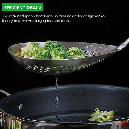 304 Stainless Steel Skimmer Slotted Spoon, Spider Strainer Skimmer Ladle Spoon for Cooking and Frying, Pasta, Spaghetti, 5.8 inch, Dishwasher safe