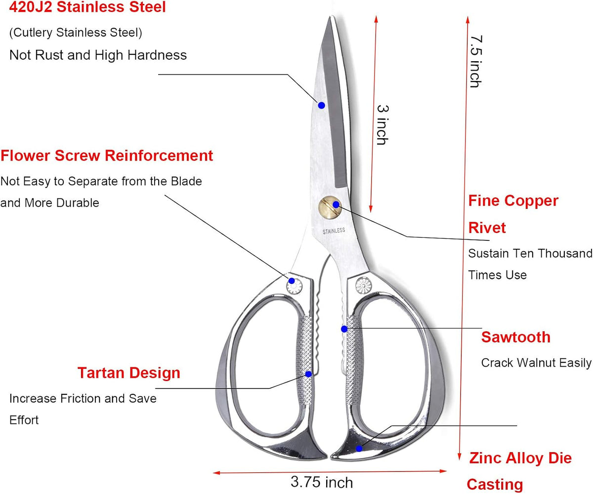 Kitchen Scissors,All Purpose Heavy Duty Kitchen Shears 7.5 Inch