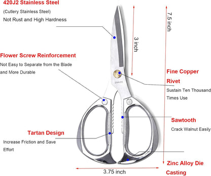 Kitchen Scissors,All Purpose Heavy Duty Kitchen Shears 7.5 Inch