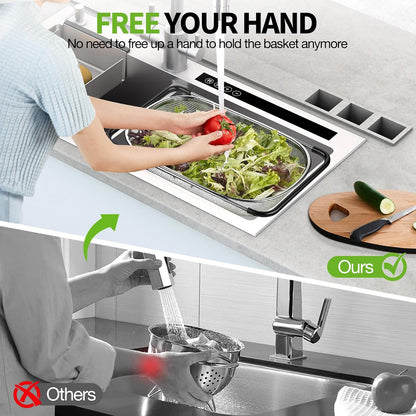 Stainless Steel Over the Sink Colander Strainer Basket 6 Quart