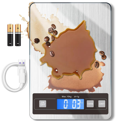 Food Scale 22lb Digital Kitchen Scale Rechargeable Waterproof Weight Grams and oz 1g/0.1oz Precise, for Weight Loss, Cooking and Baking, Black