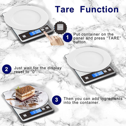 Food Scale 22lb Digital Kitchen Scale Rechargeable Waterproof Weight Grams and oz 1g/0.1oz Precise, for Weight Loss, Cooking and Baking, Black