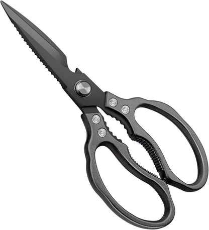 Kitchen Scissors, Multi-Purpose Kitchen Shears, Heavy Duty Dishwasher Safe Food Scissors for Chicken, Poultry, Fish, Meat & Herbs with Non-Slip Grips - Sliver