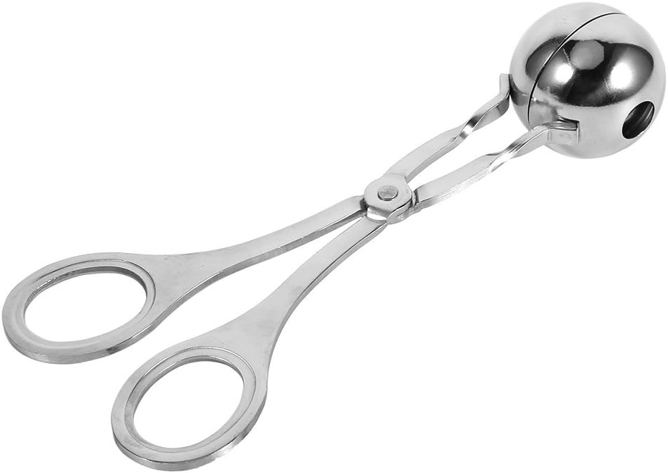 Meat Baller, 2 PCS None-Stick Meatball Maker Meatball Scoop Stainless Steel Meat Baller Tongs Mini Meat Baller Maker Cake Pop Ice Tongs Cookie Dough Scoop for Kitchen, Silver, 3.5cm/1.38in
