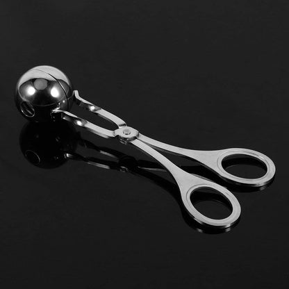 Meat Baller, 2 PCS None-Stick Meatball Maker Meatball Scoop Stainless Steel Meat Baller Tongs Mini Meat Baller Maker Cake Pop Ice Tongs Cookie Dough Scoop for Kitchen, Silver, 3.5cm/1.38in