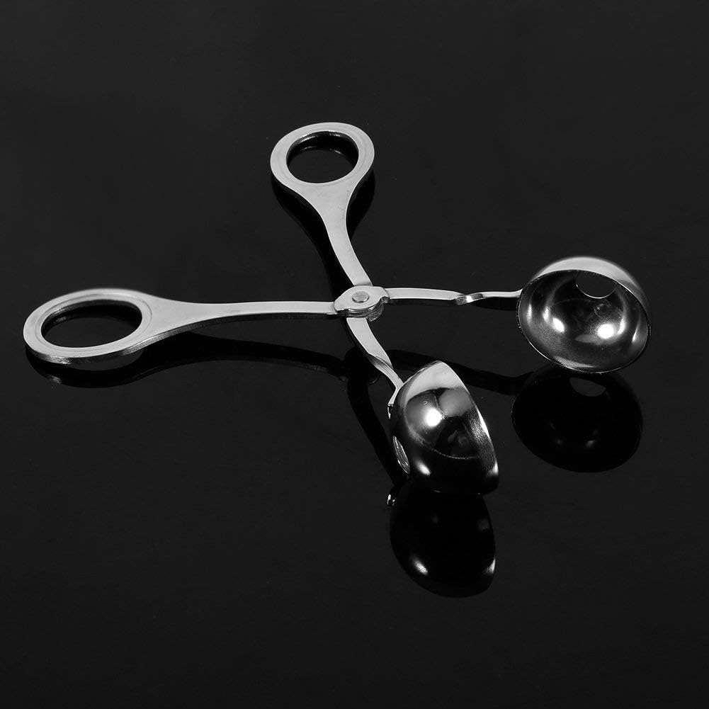 Meat Baller, 2 PCS None-Stick Meatball Maker Meatball Scoop Stainless Steel Meat Baller Tongs Mini Meat Baller Maker Cake Pop Ice Tongs Cookie Dough Scoop for Kitchen, Silver, 3.5cm/1.38in