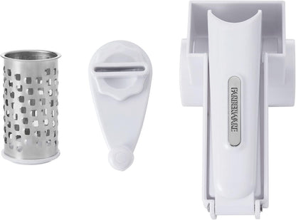 Pro Rotary Cheese Grater, Hand Crank Parmesan Grater with Stainless Steel Drum, Ergonomic Handle, Dishwasher Safe, White