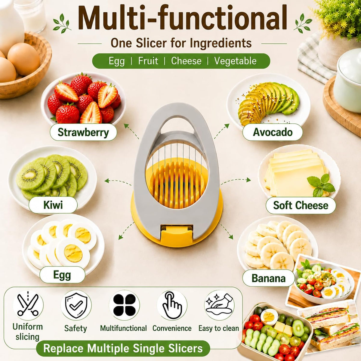 FANTEXY Egg Slicer for Hard Boiled Eggs with Stainless Steel Wires