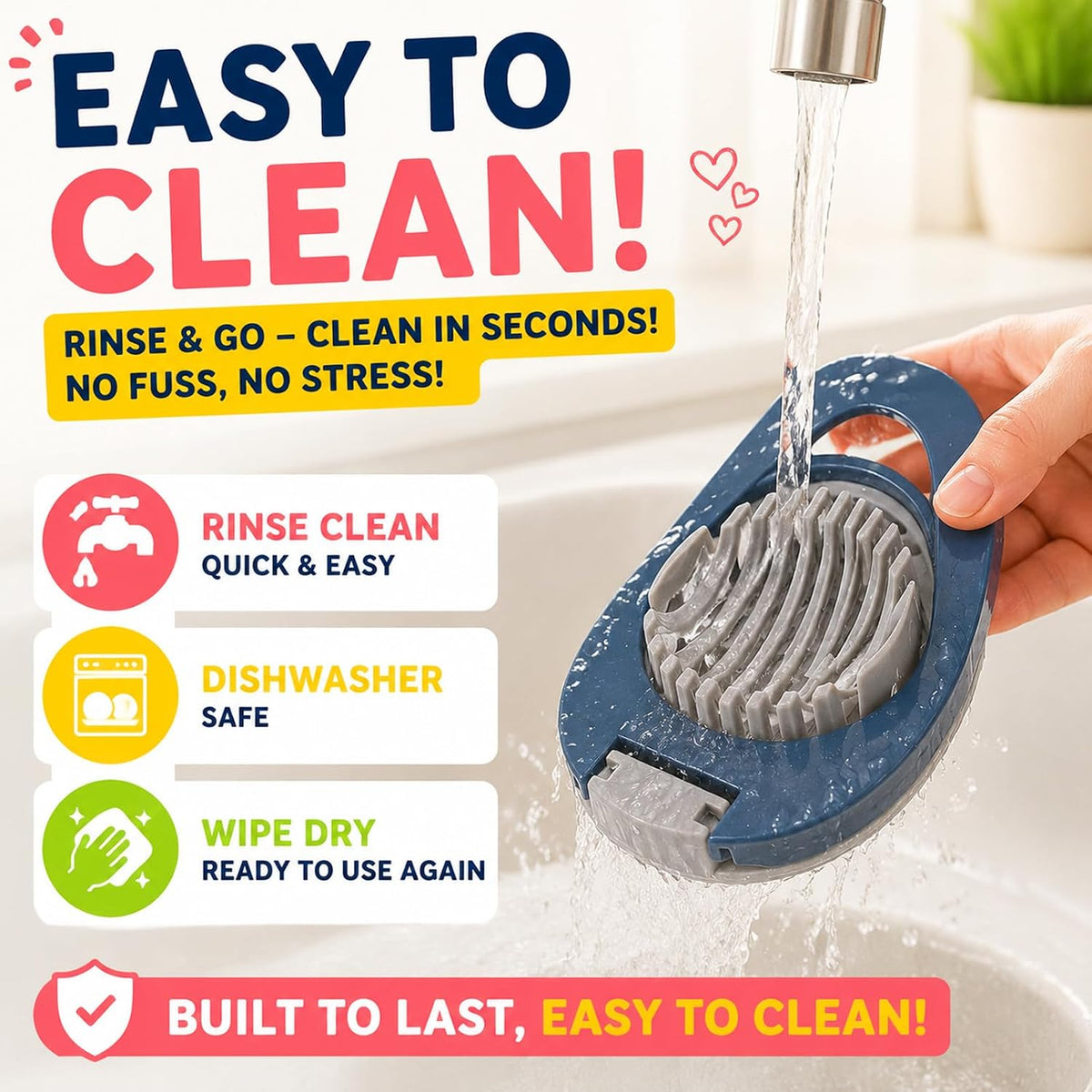 FANTEXY Egg Slicer for Hard Boiled Eggs with Stainless Steel Wires