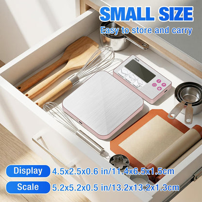 33lb Rechargeable Kitchen Scale, 304 Stainless Steel Food Scale