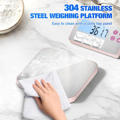 33lb Rechargeable Kitchen Scale, 304 Stainless Steel Food Scale
