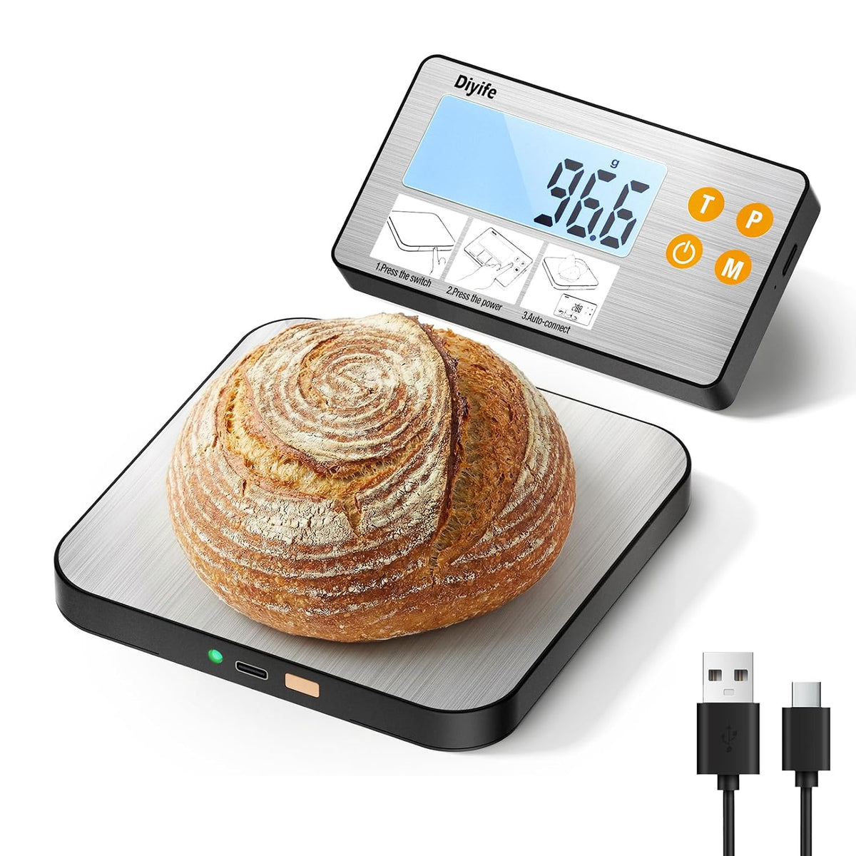33lb Rechargeable Kitchen Scale, 304 Stainless Steel Food Scale