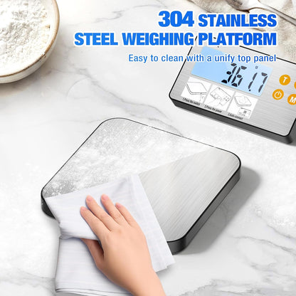 33lb Rechargeable Kitchen Scale, 304 Stainless Steel Food Scale