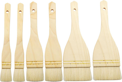 3Pcs Flat Hake Brushes, Sheep Hair Bristles, 1/2/3 Inch | Paint Brush Set for Watercolor, Wash & Pottery Painting, Baking Pastry Brush, BBQ Grill Brush for Kitchen