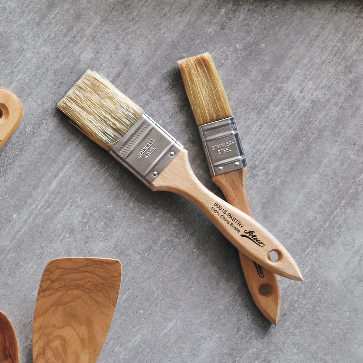 Pastry Brush, 1.5-Inch Wide Head with Natural White Boar Bristles, Stainless Steel Ferrule & Wood Handle
