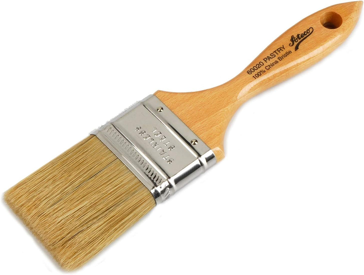 Pastry Brush, 1.5-Inch Wide Head with Natural White Boar Bristles, Stainless Steel Ferrule & Wood Handle