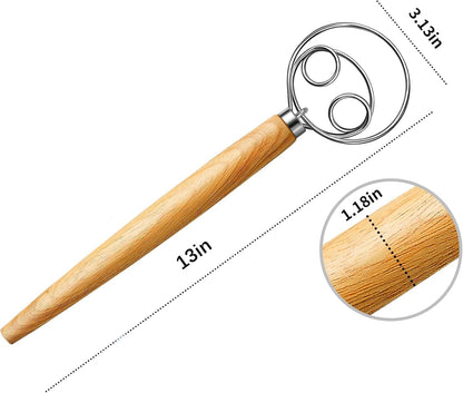 304 Stainless Steel Sourdough Starter Kit, 13" Danish Dough Whisk and Magnetic Bread Lame, Sourdough Scoring Tool with 4 Replacement Blades, Sourdough Tool Kit for Beginners & Professionals