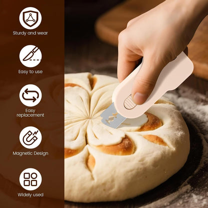 304 Stainless Steel Sourdough Starter Kit, 13" Danish Dough Whisk and Magnetic Bread Lame, Sourdough Scoring Tool with 4 Replacement Blades, Sourdough Tool Kit for Beginners & Professionals