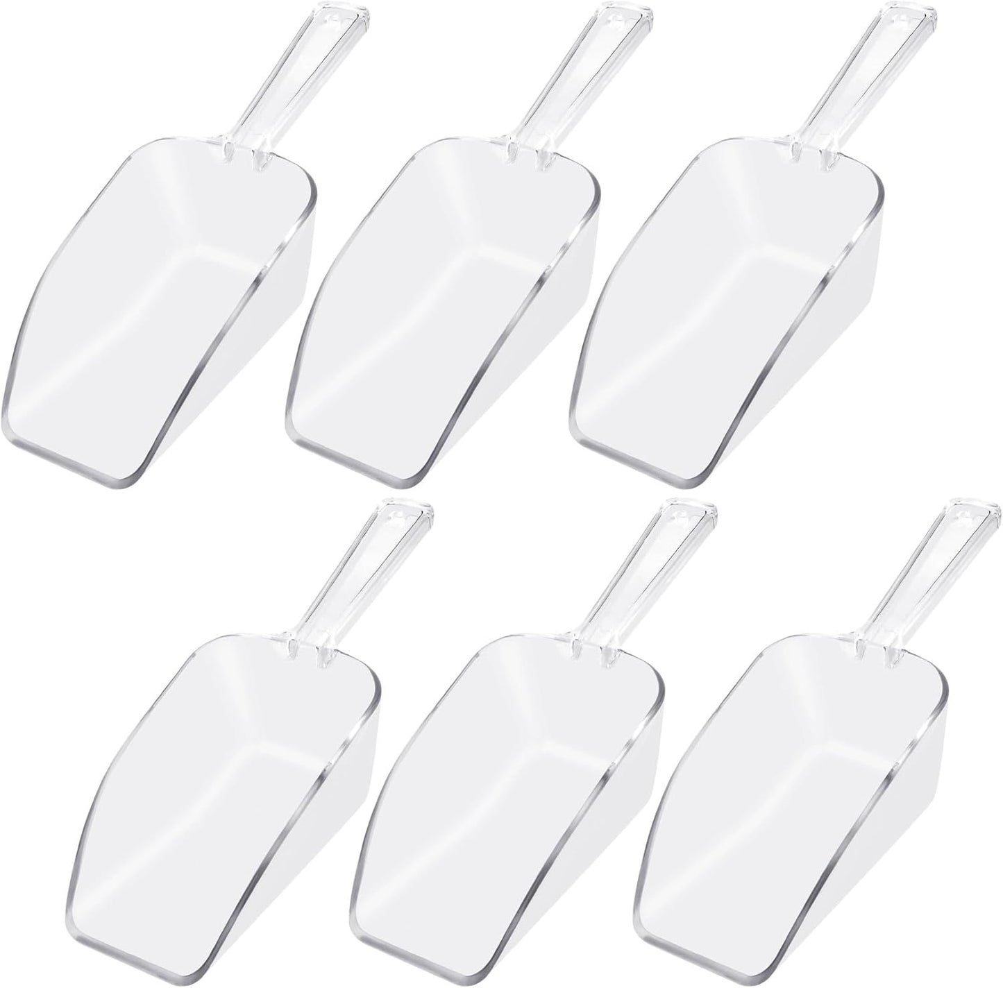 6 PCS Clear Plastic Ice Scoop(7.6 Inch) for Freezer Food Coffee Popcom Flour Dry Goods Simple Mini Ice Cube Shovel Scoopers Laundry Spoons Freezer Bucket Bin Containers Maker Machine Kitchen Pick