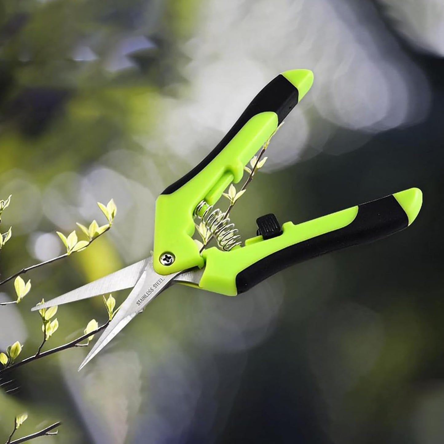 8 Pack 6.5 Inches Bud Trimming Scissors, Gardening Hand Pruning Shears with Straight Tip Stainless Steel Blades, Micro Tip Pruning Snips for Trimming Garden Herb Plant Flower, Green