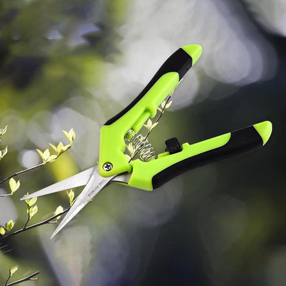 8 Pack 6.5 Inches Bud Trimming Scissors, Gardening Hand Pruning Shears with Straight Tip Stainless Steel Blades, Micro Tip Pruning Snips for Trimming Garden Herb Plant Flower, Green