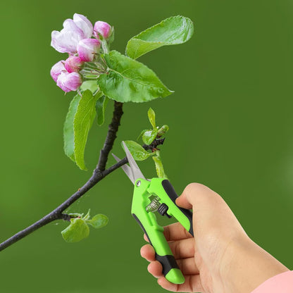 8 Pack 6.5 Inches Bud Trimming Scissors, Gardening Hand Pruning Shears with Straight Tip Stainless Steel Blades, Micro Tip Pruning Snips for Trimming Garden Herb Plant Flower, Green
