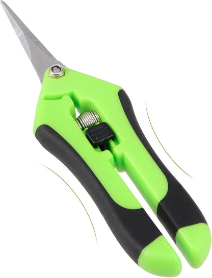 8 Pack 6.5 Inches Bud Trimming Scissors, Gardening Hand Pruning Shears with Straight Tip Stainless Steel Blades, Micro Tip Pruning Snips for Trimming Garden Herb Plant Flower, Green