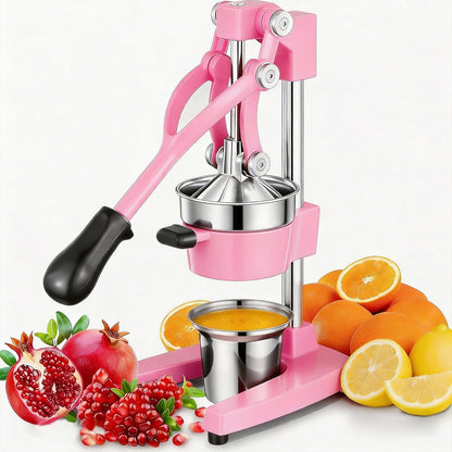 Commercial Heavy Duty Cast Iron Hand Press Manual Orange Citrus Lemon Lime Grapefruit Pomegranate Fruit Juice Squeezer Machine with Stainless Steel Cup