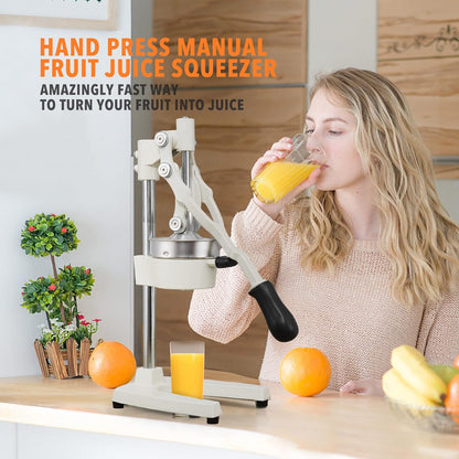 Commercial Heavy Duty Cast Iron Hand Press Manual Orange Citrus Lemon Lime Grapefruit Pomegranate Fruit Juice Squeezer Machine with Stainless Steel Cup