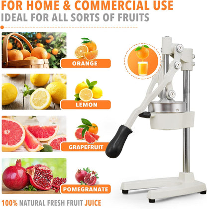 Commercial Heavy Duty Cast Iron Hand Press Manual Orange Citrus Lemon Lime Grapefruit Pomegranate Fruit Juice Squeezer Machine with Stainless Steel Cup