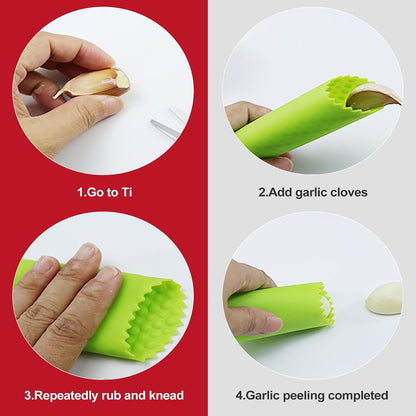 3 Pack Silicone Garlic Peeler Tube Roller - Food-Grade Garlic Skin Remover Tool, Easy to Clean Garlic Rocker and Roller Peeler, Kitchen Gadget