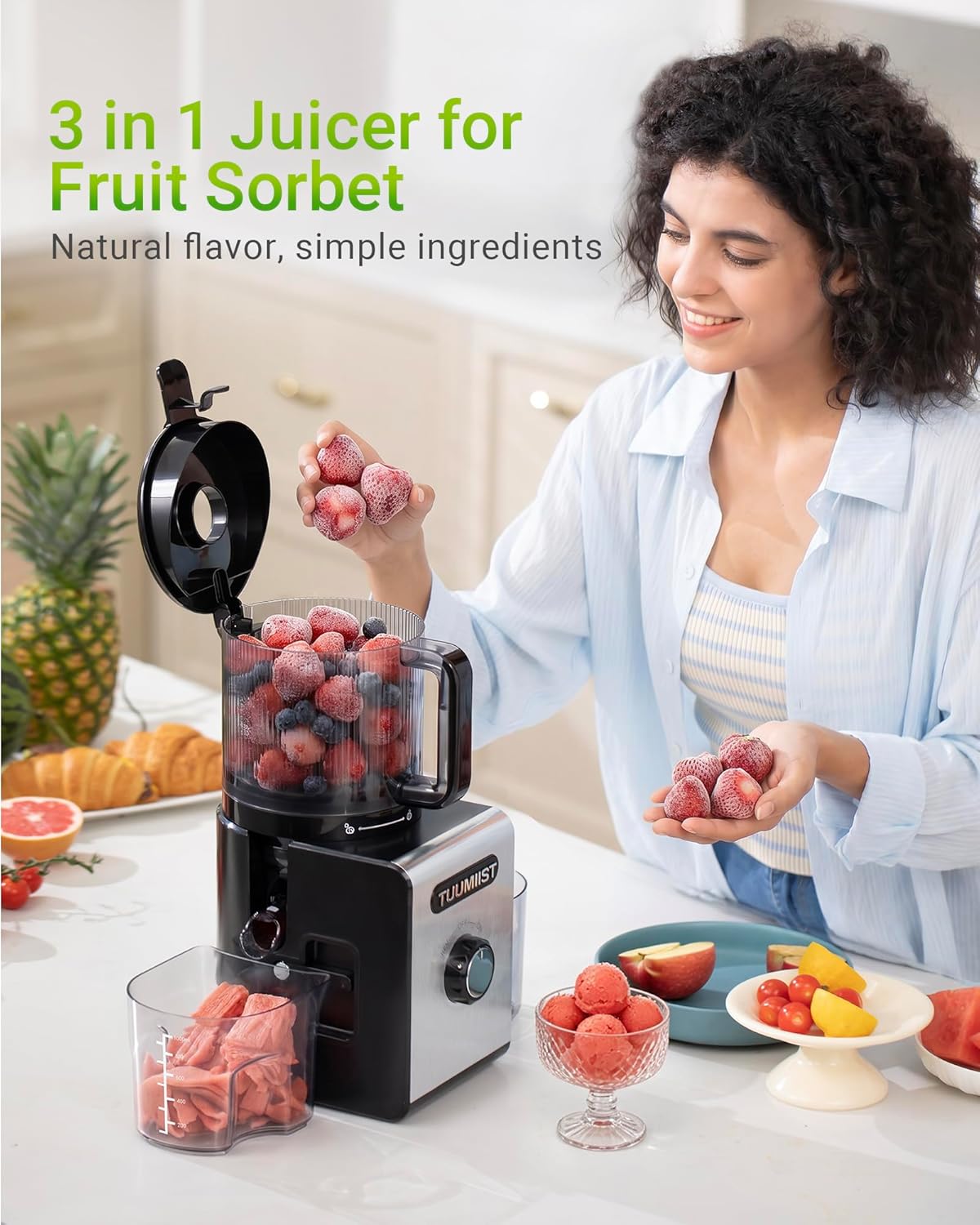 TUUMIIST 3-in-1 Juicer Machines, Makes Juice & Sorbet & Nut Milk