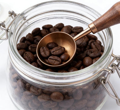 Retro Vintage Stainless Steel Coffee Scoop with Walnut Wood Handle, 10g Espresso Measure, 30ml Water Capacity (1, Gunmetal)
