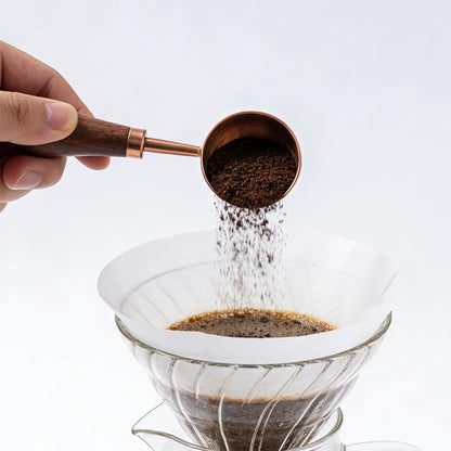 Retro Vintage Stainless Steel Coffee Scoop with Walnut Wood Handle, 10g Espresso Measure, 30ml Water Capacity (1, Gunmetal)