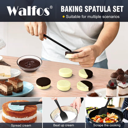 600°F High Heat Resistant Silicone Spatula Set of 5- Food Grade Rubber Spatula Set for Baking Cooking & Mixing - BPA Free, Non Stick and Dishwasher Safe,black