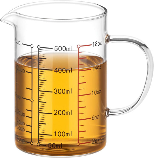 16 Oz 2 Cup Glass Measuring Cup with Insulated Handle, V-Shaped Spout, , Measuring Cup, Precise Measurement Scales Cup