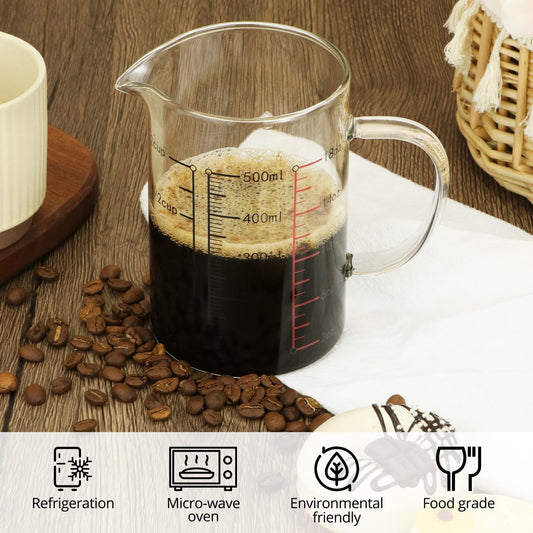 16 Oz 2 Cup Glass Measuring Cup with Insulated Handle, V-Shaped Spout, , Measuring Cup, Precise Measurement Scales Cup