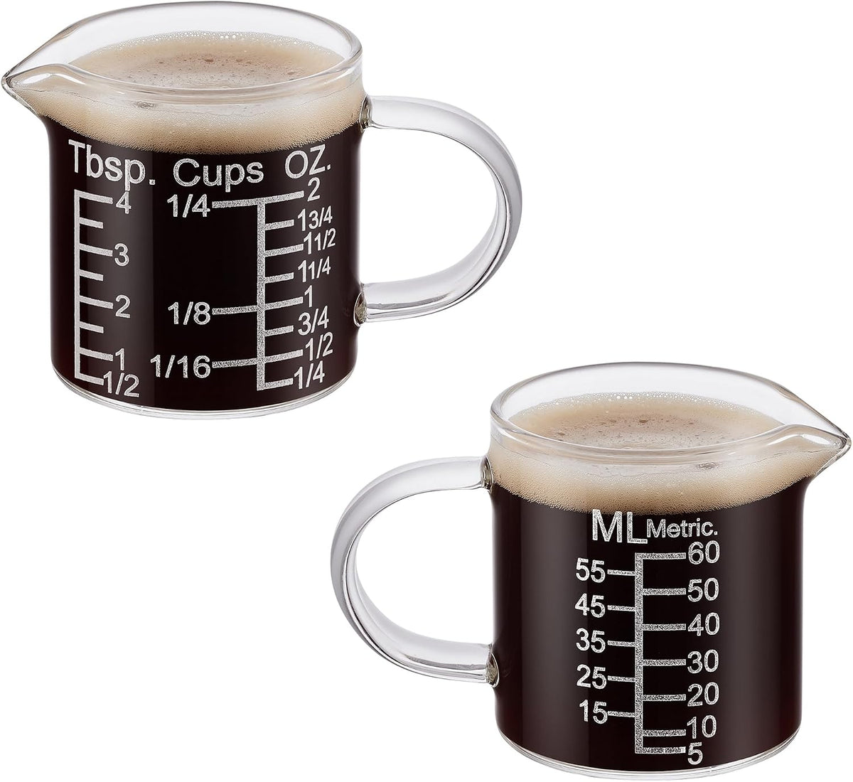 Ackers Etched Graduated Glass Measuring Cup - [Insulated Handle | V-Shaped Spout] - High Borosilicate Glass Measuring Cup for Kitchen or Dining, Easy to Read, 250ml (8oz, 1 Cup)