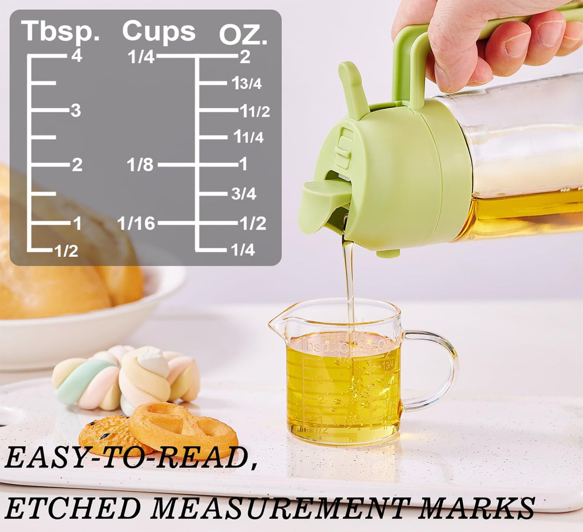 Ackers Etched Graduated Glass Measuring Cup - [Insulated Handle | V-Shaped Spout] - High Borosilicate Glass Measuring Cup for Kitchen or Dining, Easy to Read, 250ml (8oz, 1 Cup)