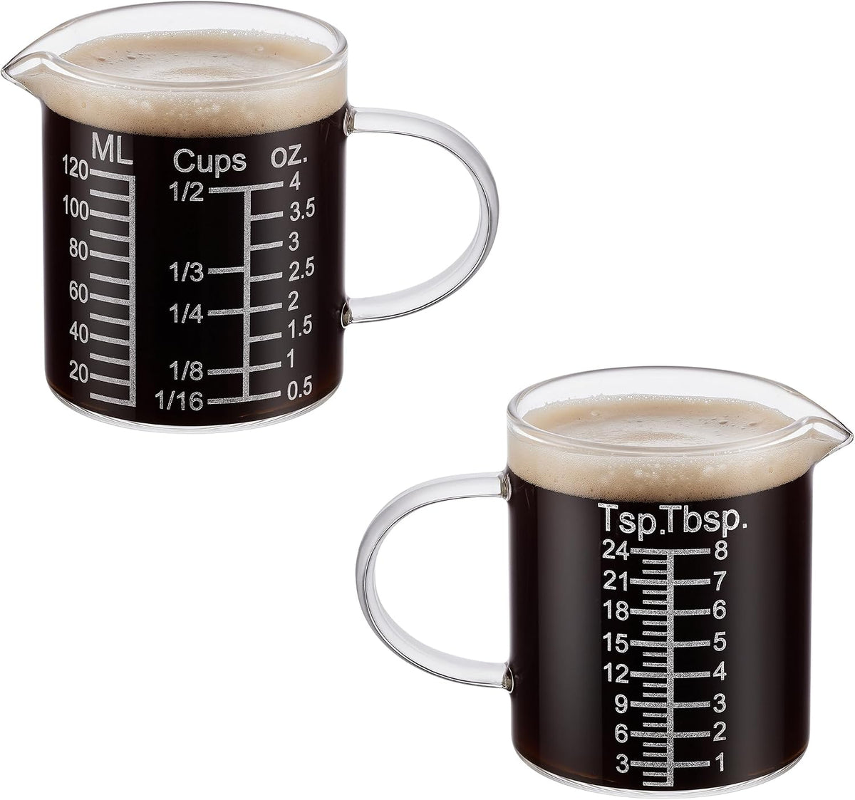 Ackers Etched Graduated Glass Measuring Cup - [Insulated Handle | V-Shaped Spout] - High Borosilicate Glass Measuring Cup for Kitchen or Dining, Easy to Read, 250ml (8oz, 1 Cup)
