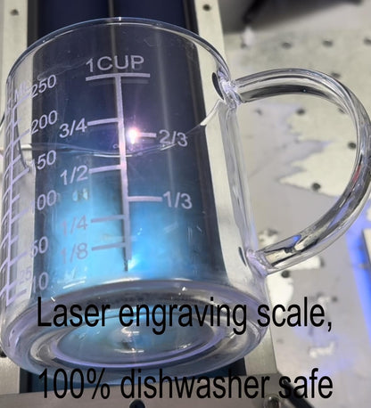 Ackers Etched Graduated Glass Measuring Cup - [Insulated Handle | V-Shaped Spout] - High Borosilicate Glass Measuring Cup for Kitchen or Dining, Easy to Read, 250ml (8oz, 1 Cup)