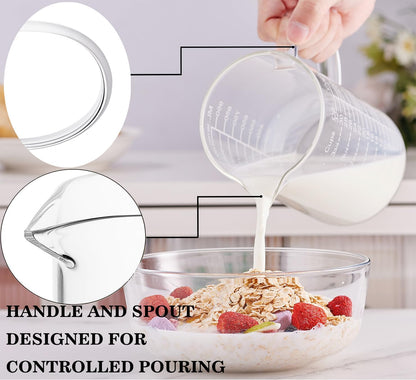 Ackers Etched Graduated Glass Measuring Cup - [Insulated Handle | V-Shaped Spout] - High Borosilicate Glass Measuring Cup for Kitchen or Dining, Easy to Read, 250ml (8oz, 1 Cup)