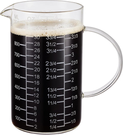 Ackers Etched Graduated Glass Measuring Cup - [Insulated Handle | V-Shaped Spout] - High Borosilicate Glass Measuring Cup for Kitchen or Dining, Easy to Read, 250ml (8oz, 1 Cup)